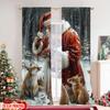 Set Of 2 Flat Printing Christmas Window Drapes Animals Versatile Fabric Without Electricity Festive Curtains Use Curtain Polyester