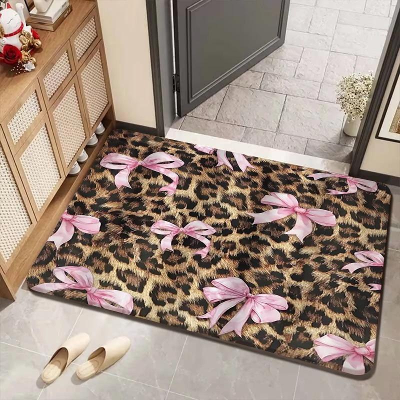 Leopard Pattern Doormat Animal Leopard Print Soft Non-Slip Rug Wild Pattern Modern Home Decor Carpet for Living Room