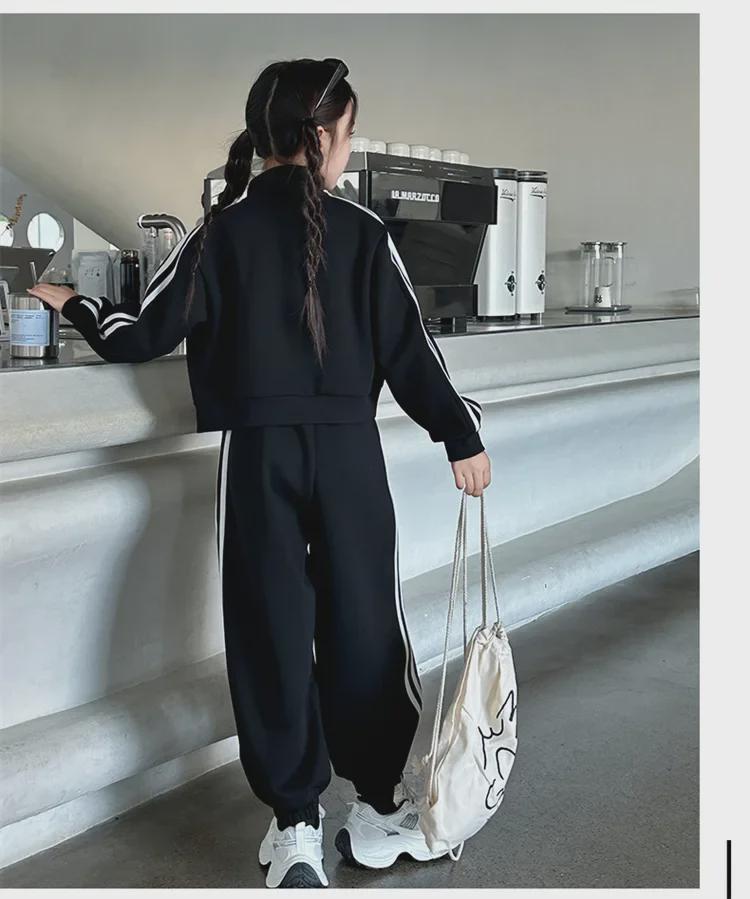 Mädchen Frühling & Herbst Modisches zweiteiliges Set aus Strickjacke und Jogginghose für Kinder