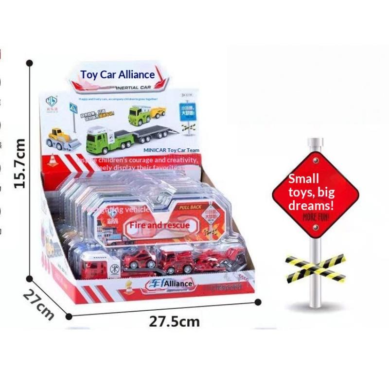 Plastic Fire Truck Model Toy Set for Kids Engineering Construction Pull Back Car Creative Educational Gift for Boys Birthday