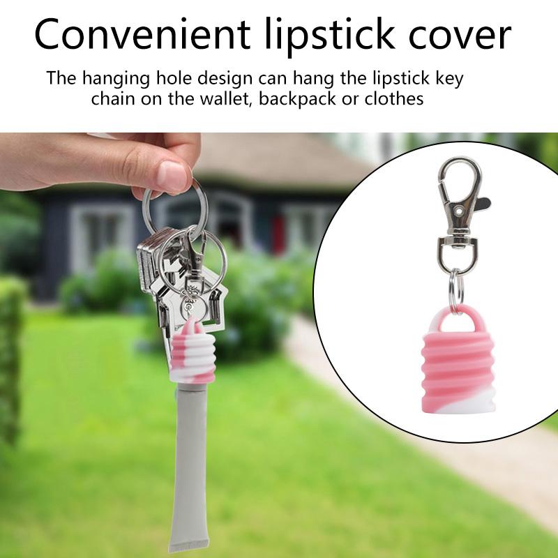High Quality Practical Silicone Keychain Cap Portable Durable Holder Keychain Compatible For Lip Balm Lipstick Storage Cap