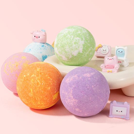 Bath Salt Ball with Surprise Toy Inside Fruity Floral Plants Extract Handmade Natural Sea Salt Ball Bubble Bath Ball Women Men SPA Bath Gift