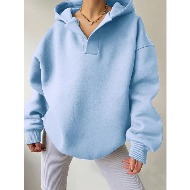 Winter Women's Sportswear Solid Color Long Sleeved Hoodie Solid Color Loose Long Sleeved Women's Hoodie