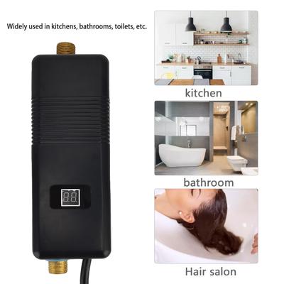 3500W Instant Water Heater Electric Heating Machine for Bathroom Kitchen RV Camping Black Heating Equipment Instant Water Heater