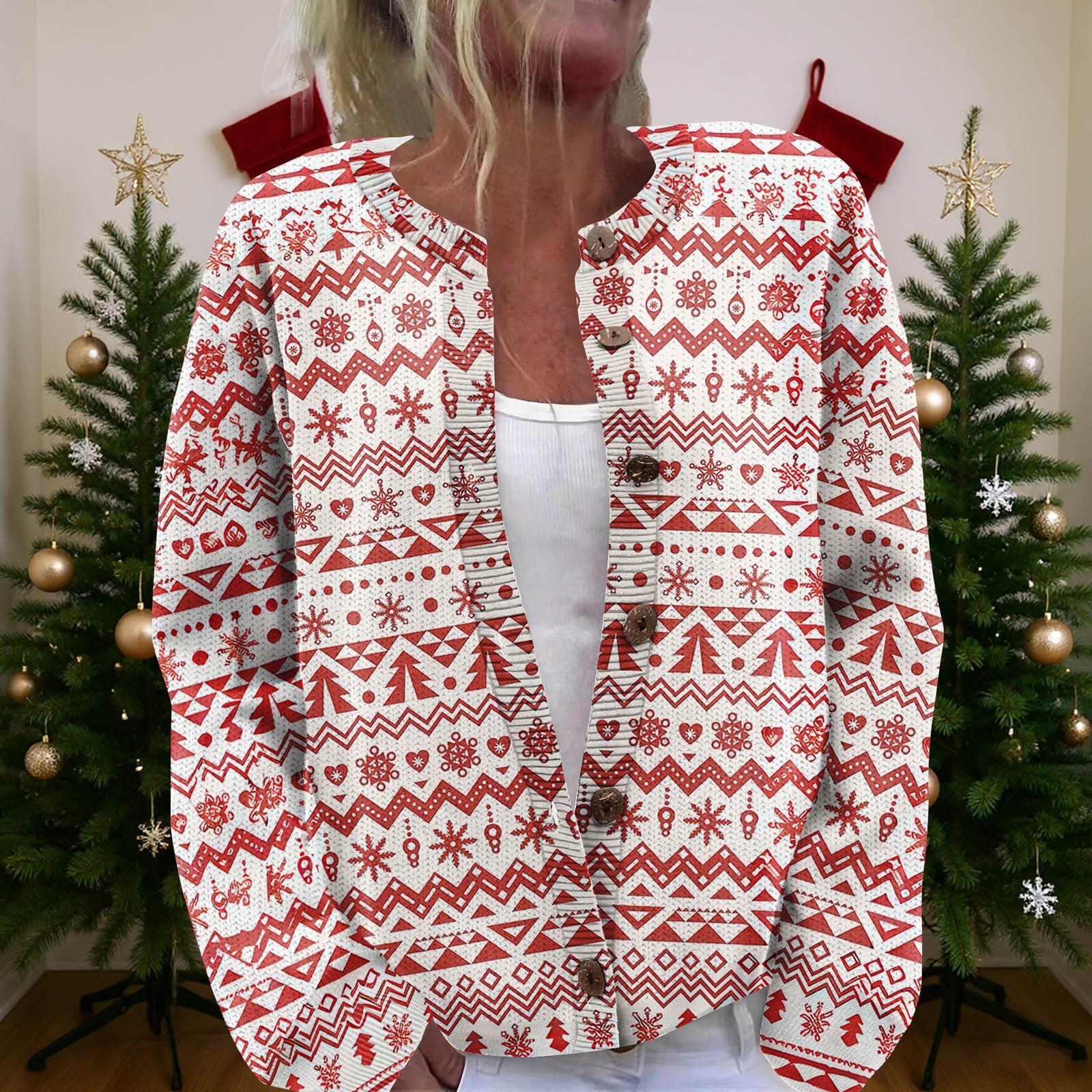 

Женский рождественский свитер Милый забавный рождественский свитер Осень и зима Свитер с длинным рукавом вязаный S красный