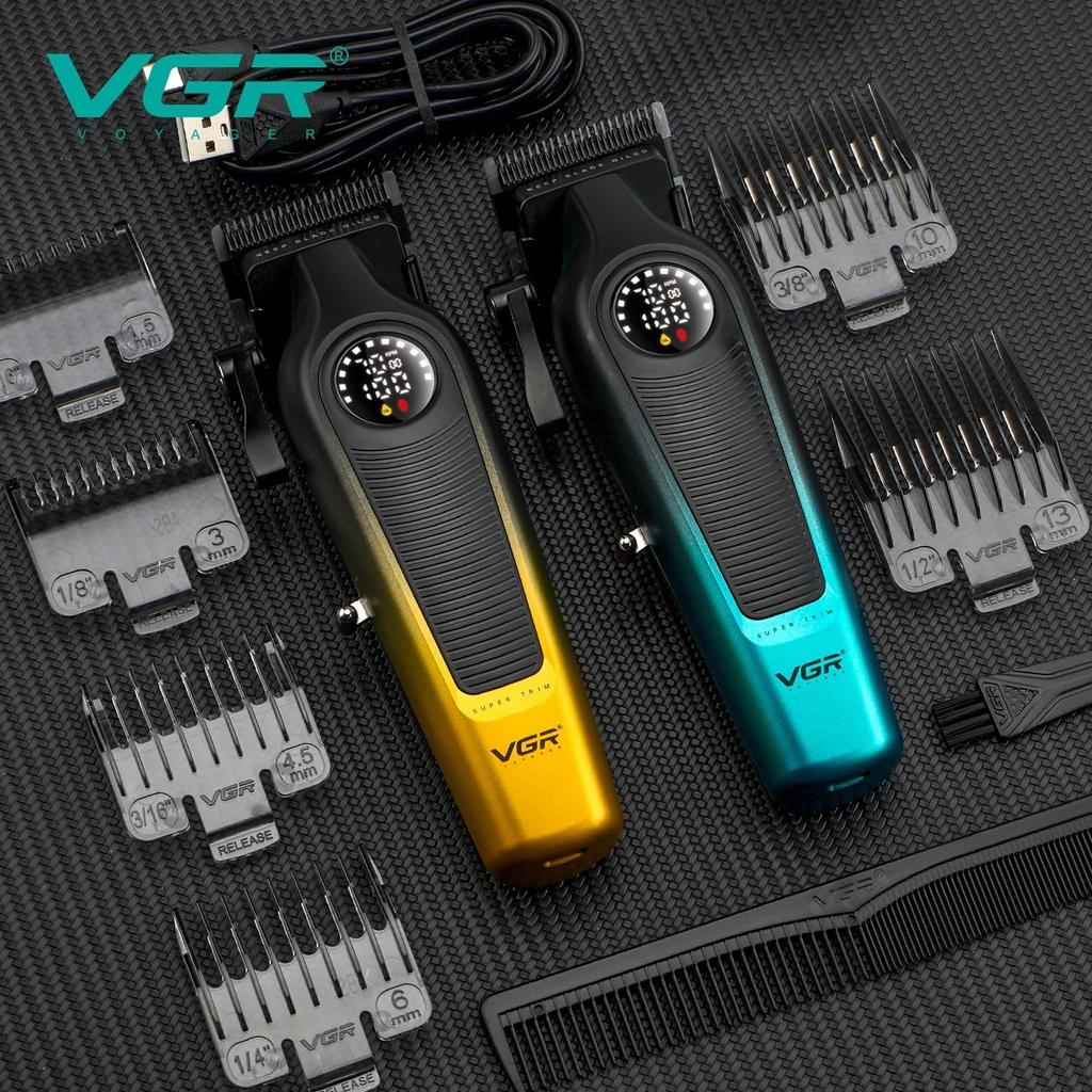 Original VGR NEW Men's Electric Hair Clipper Gradient Metal Body Clipper Carved Hair Trimmer LED Intelligent Digital Display Home Carving Pusher V-996