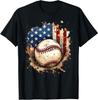 Patriotic Baseball 4th Of July Men USA American Flag Boys T-Shirt