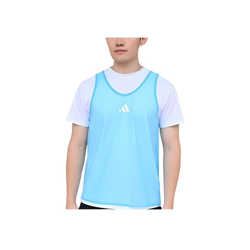 adidas Solid Color Logo Lightweight Round Neck Soccer Training Match Breathable Sleeveless Vest Men Vests Blue HP0733