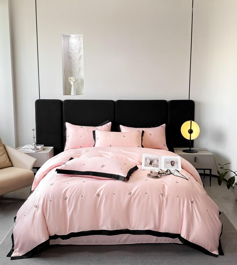 Simple light luxury Class A maternal and infant grade 4pcs set embroidered quilt cover bed sheet sleeping naked bedding 3pcs set