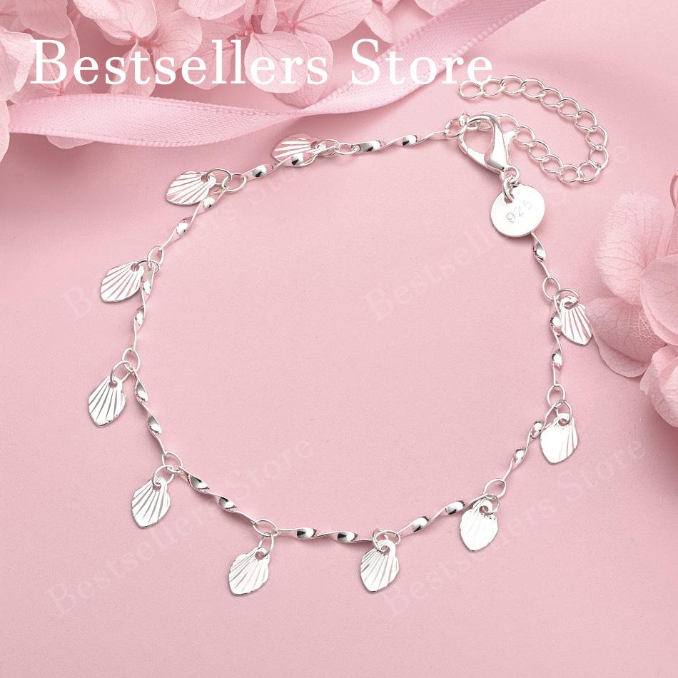 925 Sterling Silver 8-inch Delicate Blade Bracelet for Ladies, Fashionable Christmas Accessories, Party Jewelry