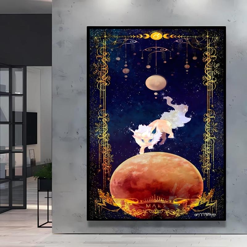 High Quality Canvas Pokemon Flareon Anime Poster Unique Design Cartoon Picture HD Printing Modern Home Living Room Wall Decor