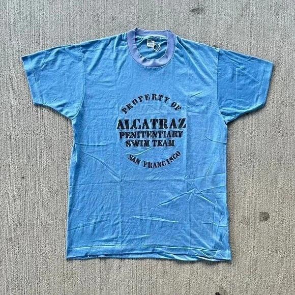 Vintage Alcatraz Island Shirt Adult Large Blue San Francisco 80 s S