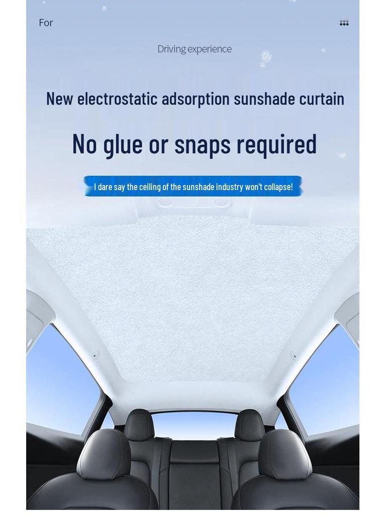 Tesla Model YL Sunroof Electrostatic Sunshade: Sun Protection and Heat Insulation for Panoramic Roofs