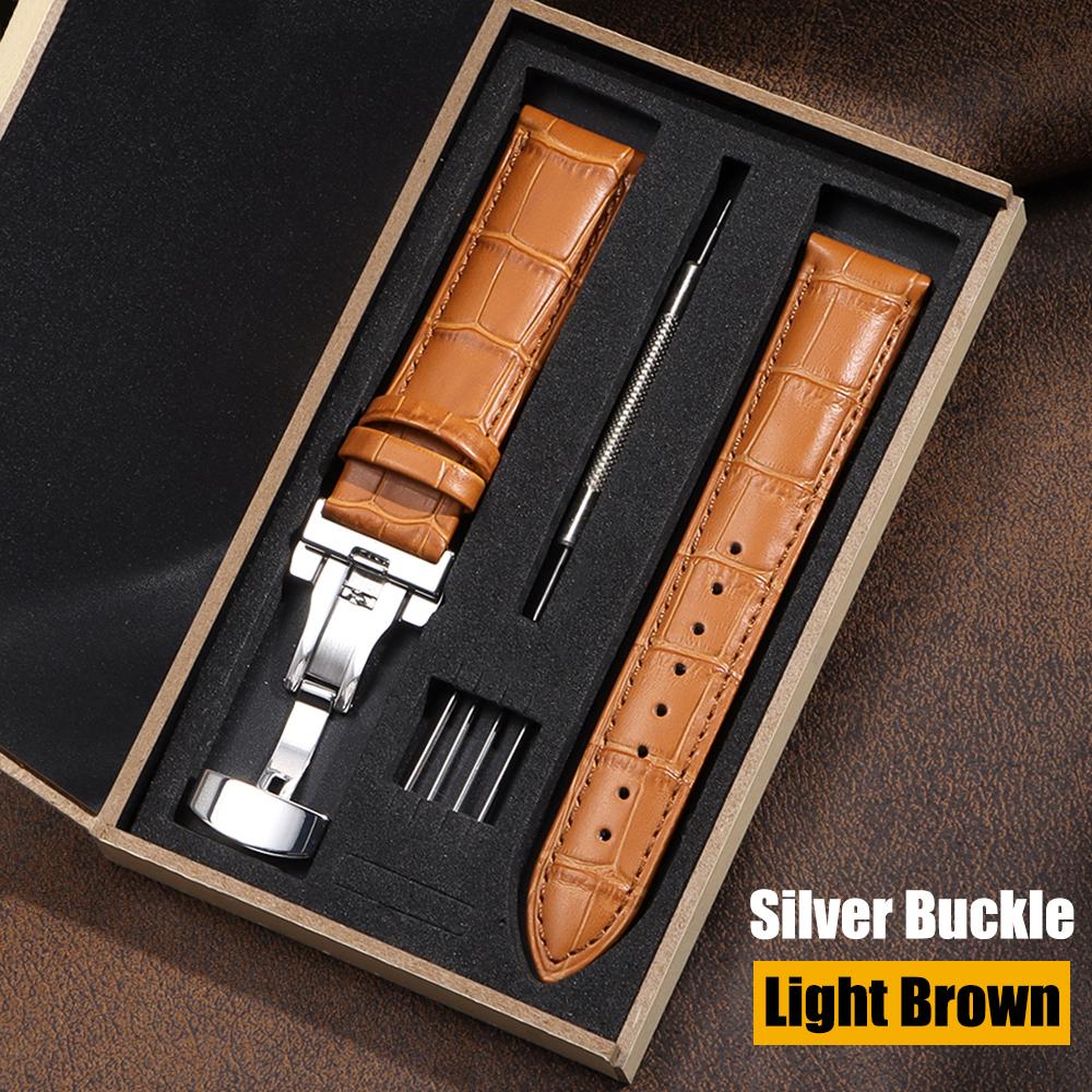 Uhrenarmband 16mm 18mm 19mm 20mm 21mm 22mm 24mm Echtlederarmband Uhrenarmband mit Box Faltschließe Herren Damen Gürtel Armband