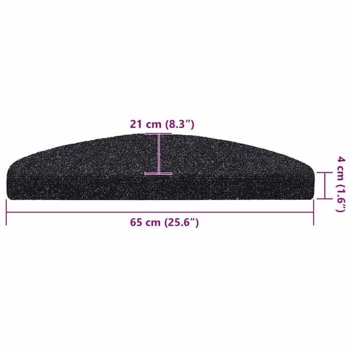 VidaXL Self-adhesive Stair Mats 30 Pieces 65 X 21 X 4 Cm Black Semicircular Large 3365657