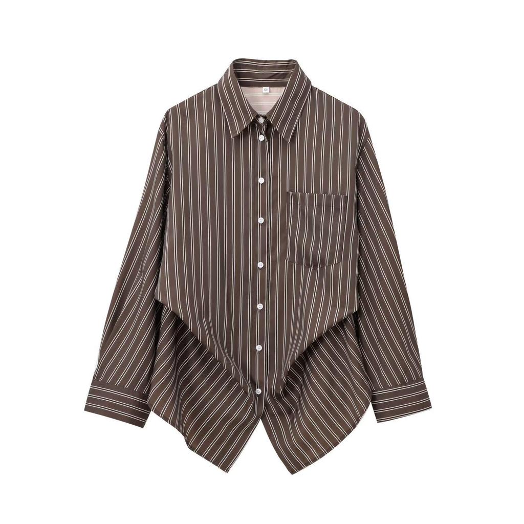 European & American Style Women's Long Sleeve Batwing Striped Shirt