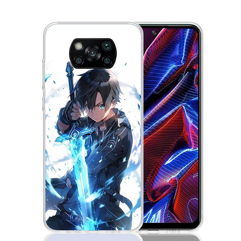 Sword Art Online Kirito Phone Case For Xiaomi Poco X7 X6 X5 Pro F7 Ultra Redmi 15C 15 13 13C 12 12C 10 10A 10C 9 9A 9C 9T Cover