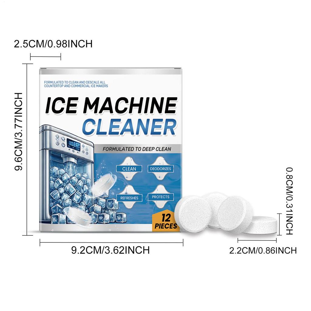 12pcs Ice Machine Cleaning Tablets For Descaling Deodorizing Prolonging Ice Maker Lifespan Kitchen Stain Removal Products