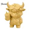 Desktop Landscaping Ornament 2Pcs Cute Highland Cow Figurine, 3D Printed Bubble Tea Statues, Handheld Drink Calf Summer Farmhouse Style Ornaments,