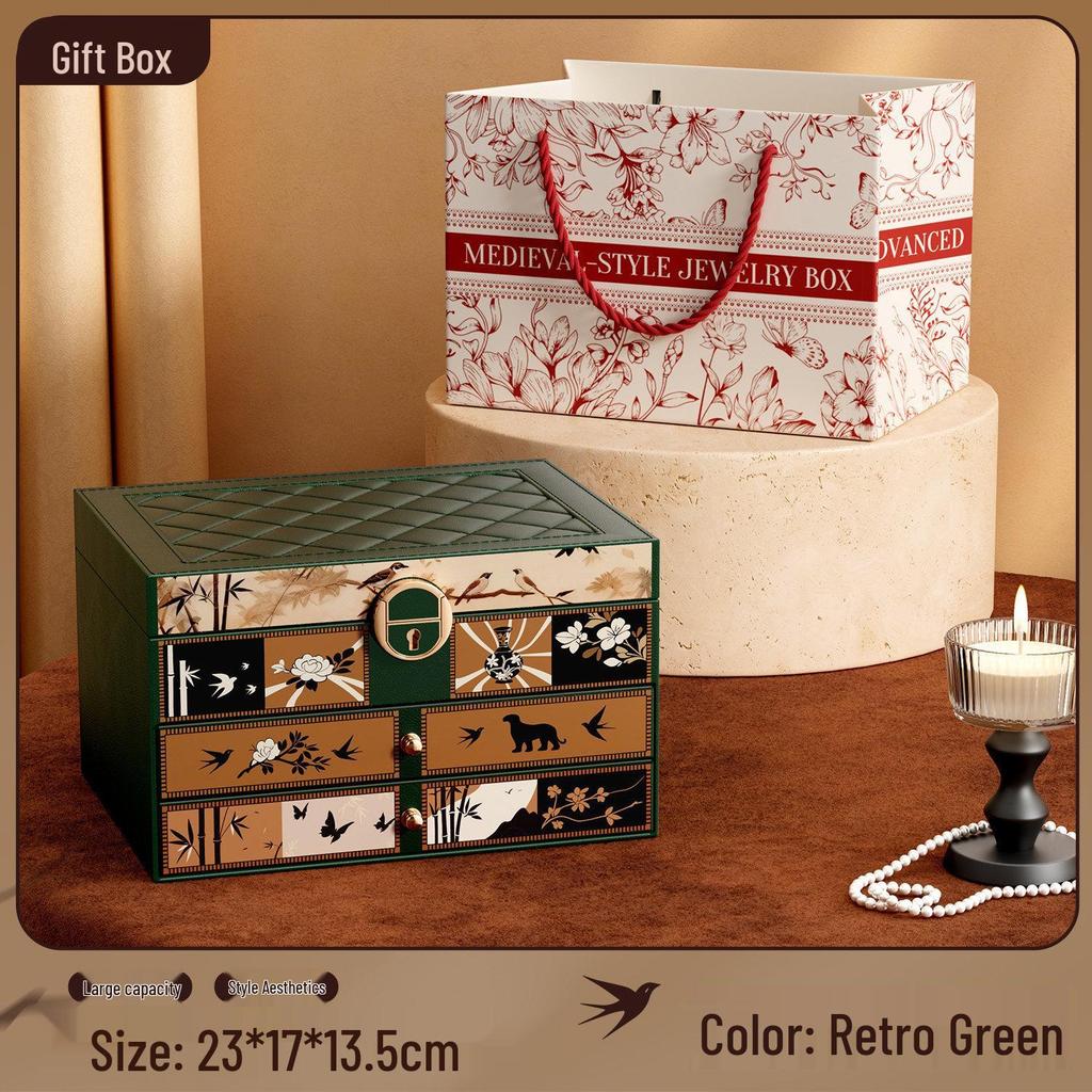 Exquisite Retro Jewelry Box - Luxurious Wedding & Birthday Gift for Accessory Storage