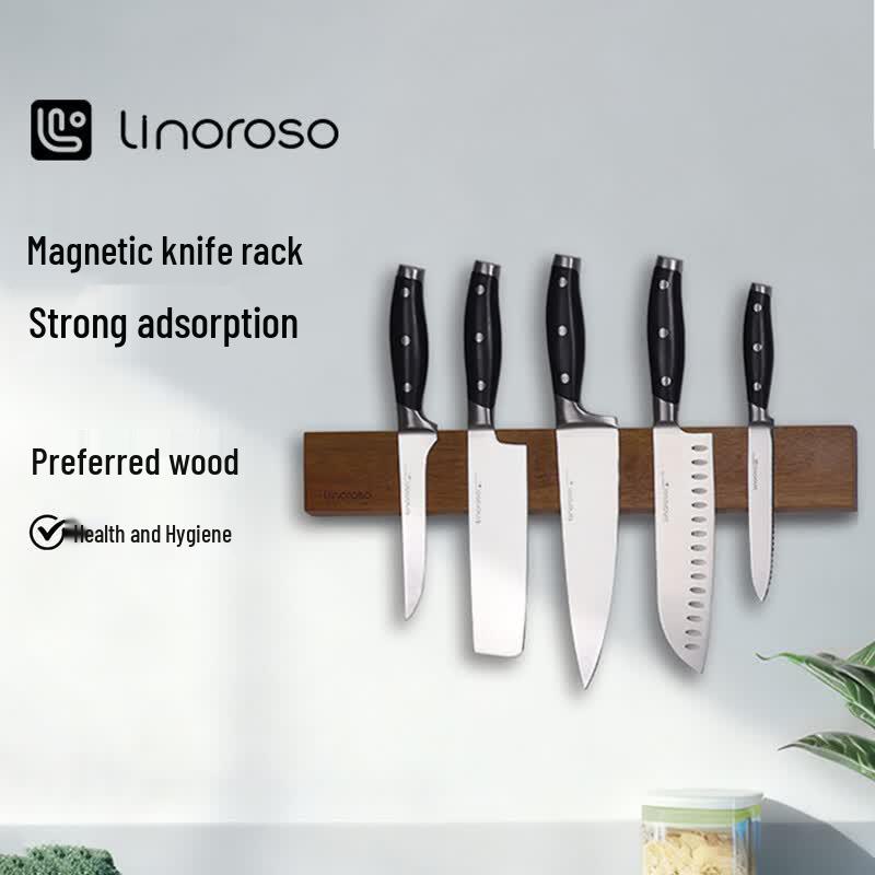 LINOROSO Solid Wood Magnetic Wall-Mounted Knife Holder