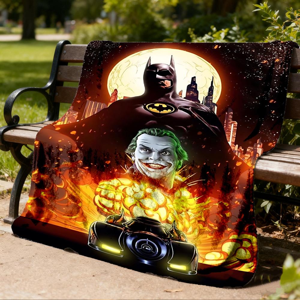 1pc Batman, Joker Outdoor Flannel Throw Blanket Soft, Lightweight & Warm for Sofa, Office