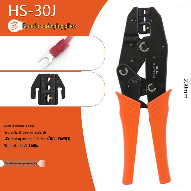Pre-Insulated Terminal Ratchet Crimping Pliers Set for Electricians - HS-30J Model