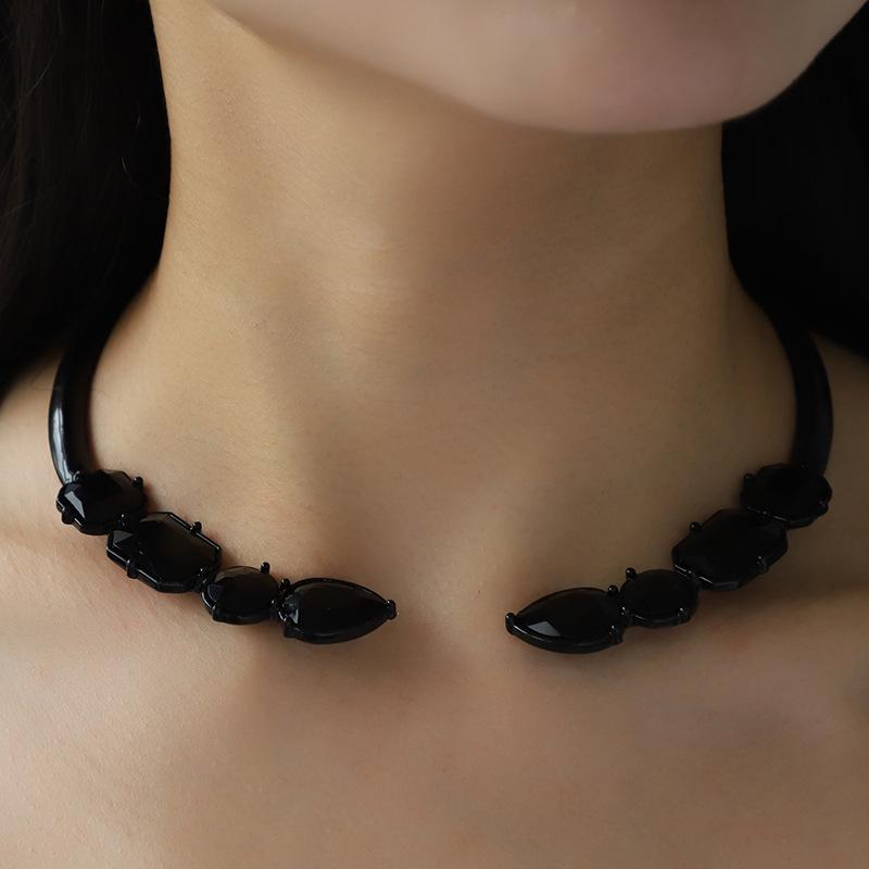 Kenjie Black Multi-Row Tassel Choker Necklace - Romantic and Fashionable Design for Women