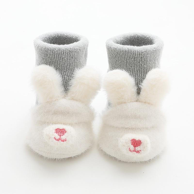 Verdickte Kinder-Mittelwadensocken: Warme, rutschfeste Cartoon-Babysocken für die ersten Gehversuche
