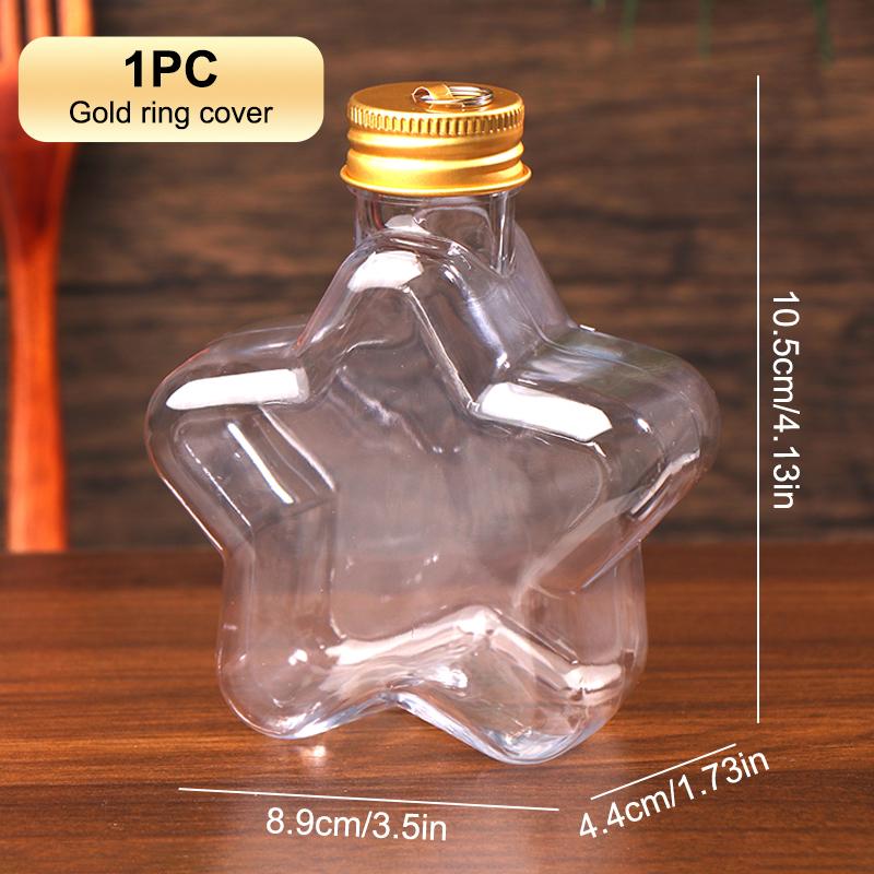 200Ml Cute Star Plastic Bottle Clear Milk Tea Coffee Bottle Transparent Drinking Bottle Water Cup Juicing Beverage Bottles