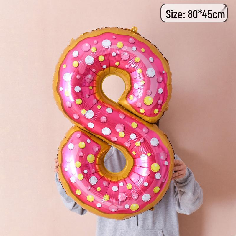 40-Inch Donut Number Balloons for Kids' First Birthday or Kindergarten Party Decorations