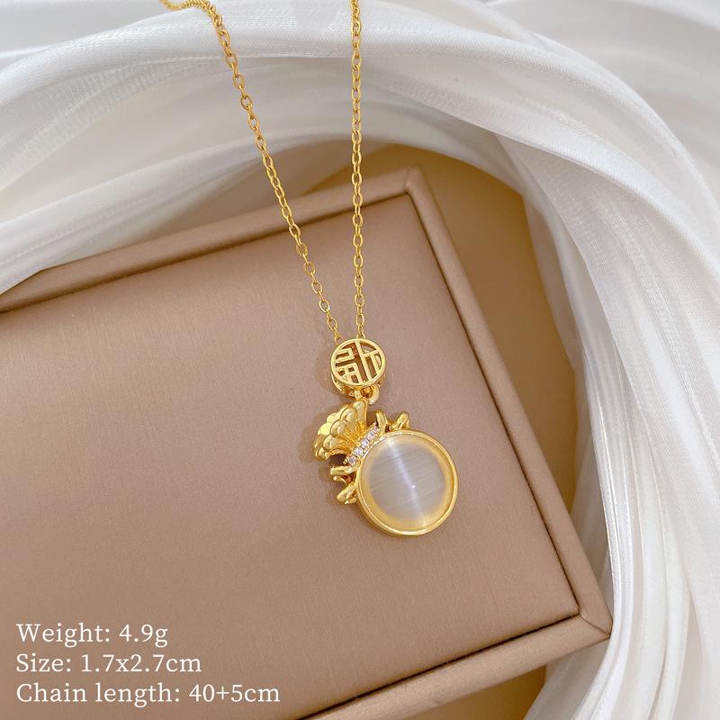 Multi-Element Style Copper Micro-Inlaid Necklace Combination Female Real Gold Electroplated Exquisite Collarbone Chain