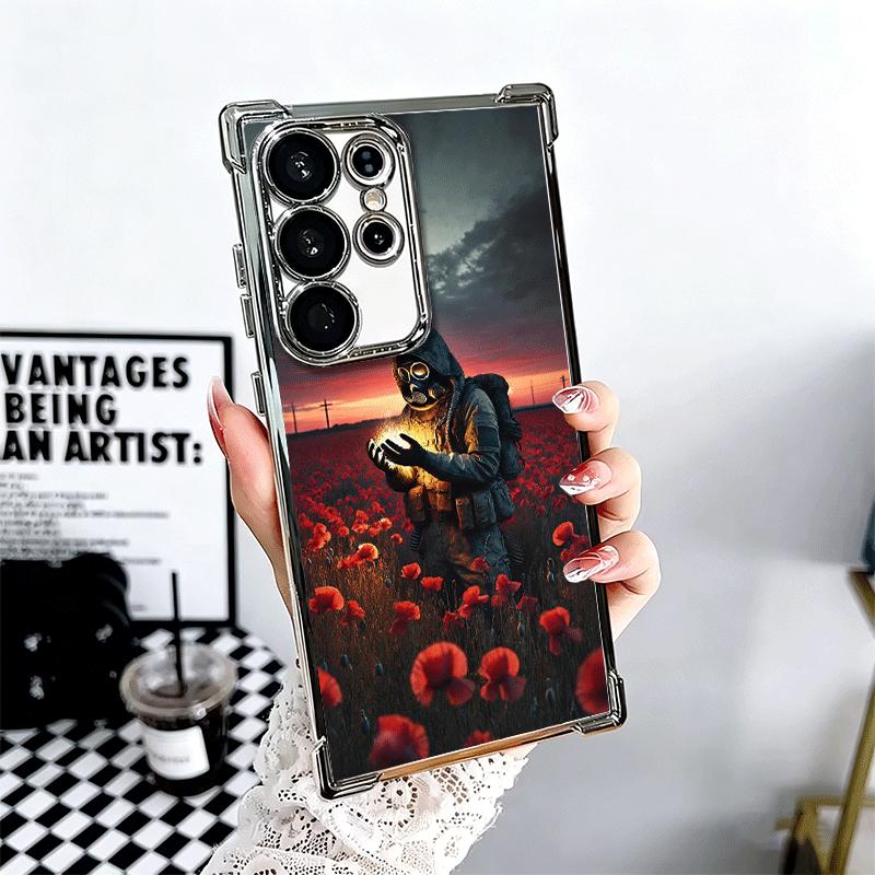 S-Stalker Game Cool Plating Phone Case For Samsung Galaxy S24 S25 FE S26 Edge S23 Ultra S22 S21 Plus S20 Anti-Fall Airabag Cover