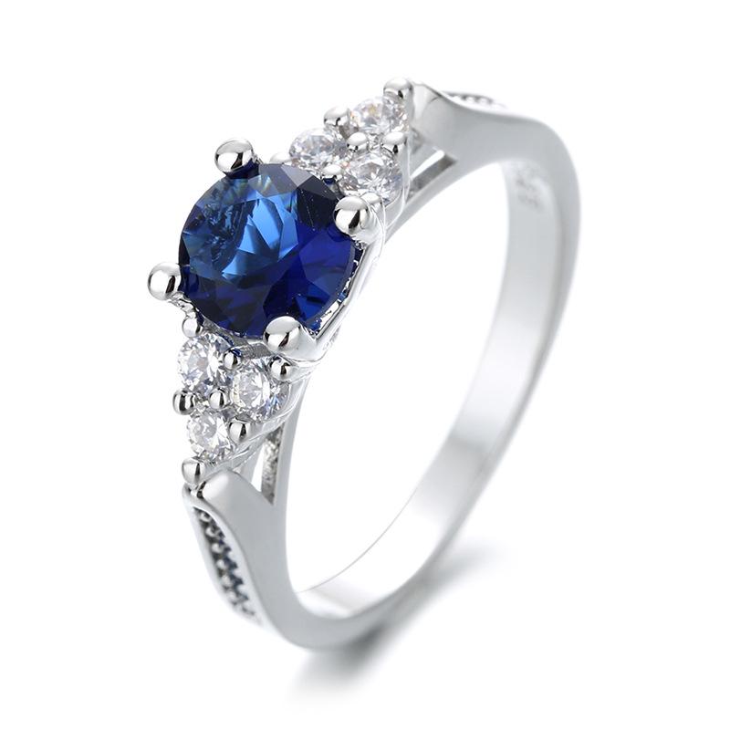 Sapphire Zircon Inlaid Princess Crown Engagement Ring