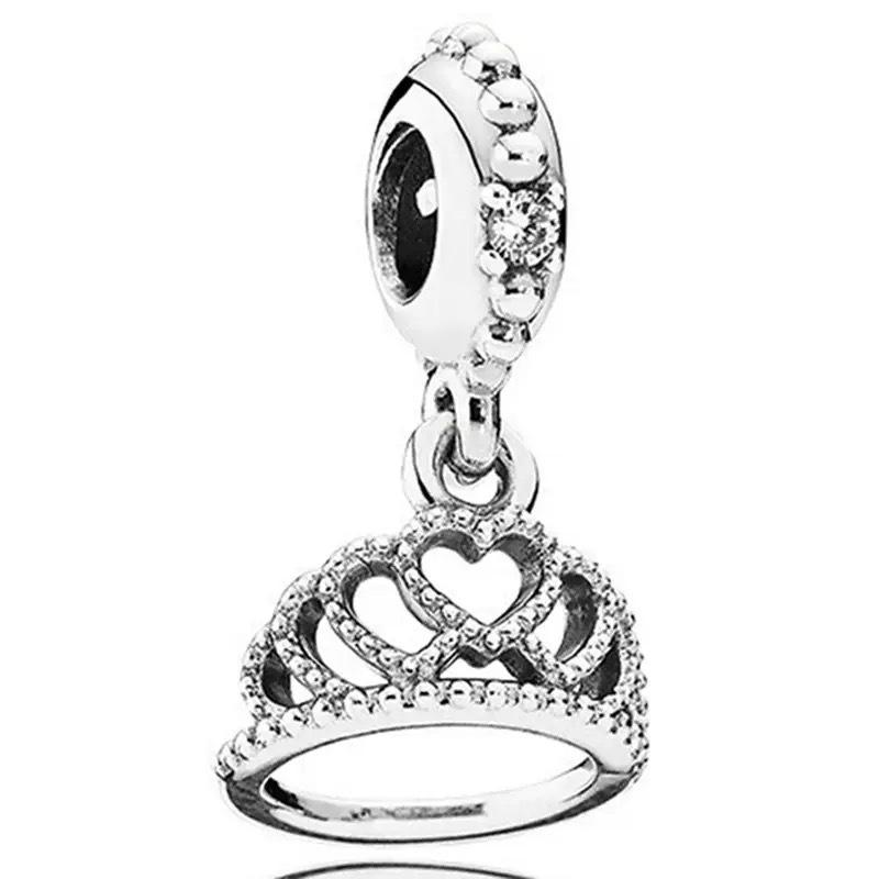 2025 Pandora Alloy Heart Crown Princess Beads Bracelet DIY Jewelry