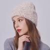 Winter Thick Knitted Angora Wool Beanie for Women Girls Colored Yarn Knit Warm Cuff Hats Custom Logo Fashion Ski Caps