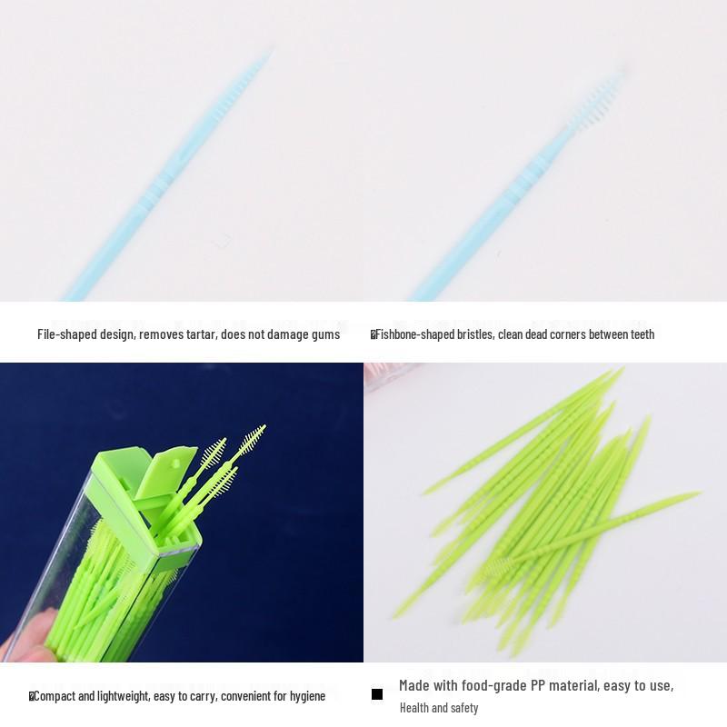 Korean-Style Portable Double-Ended Odorless Toothpicks - 50 Count for Daily Use and Travel