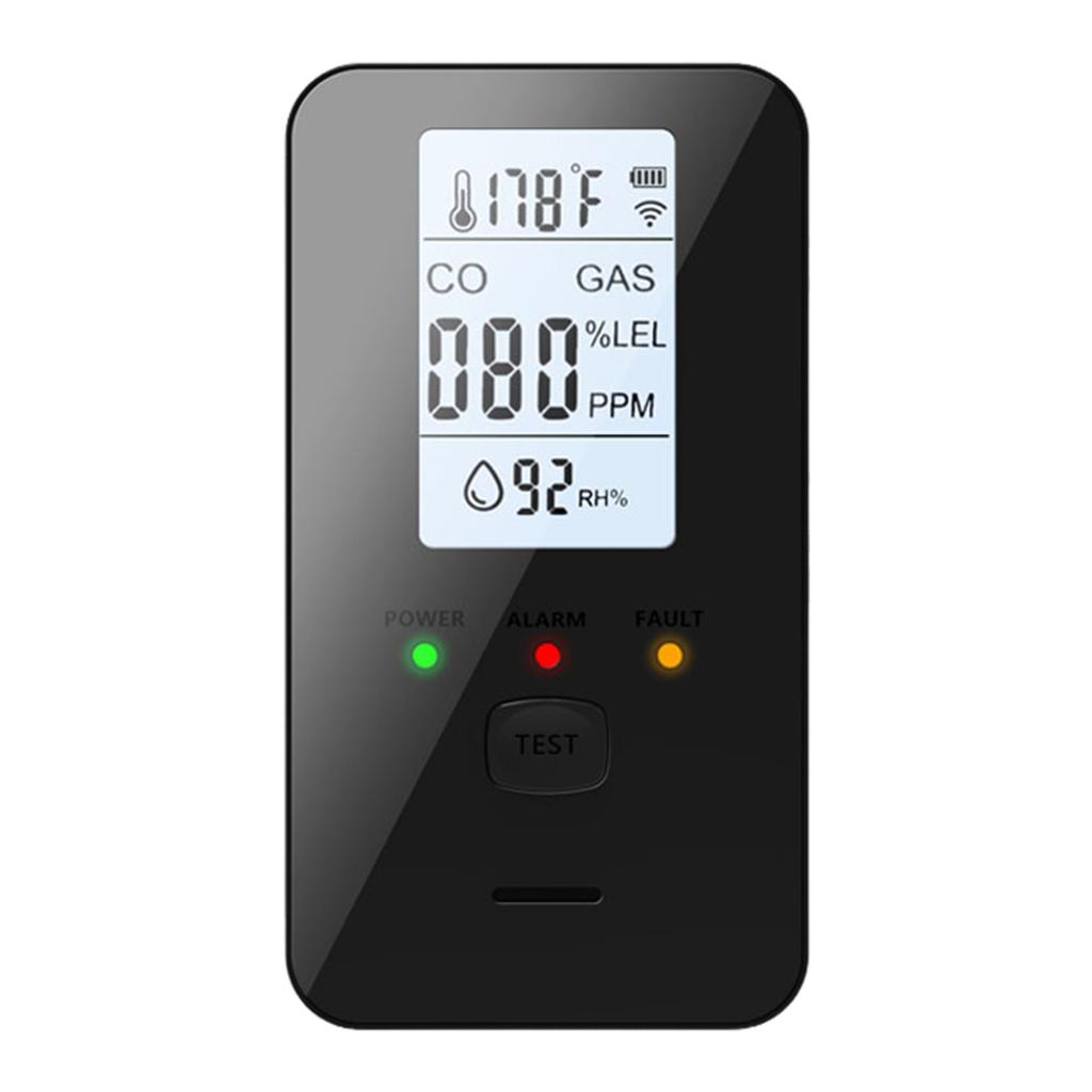 Carbon Dioxide Detector with Digital Display 4 in 1 Combustible Natural Gas Detector Smoke Alarm Combo for Home RV Travel Hotel