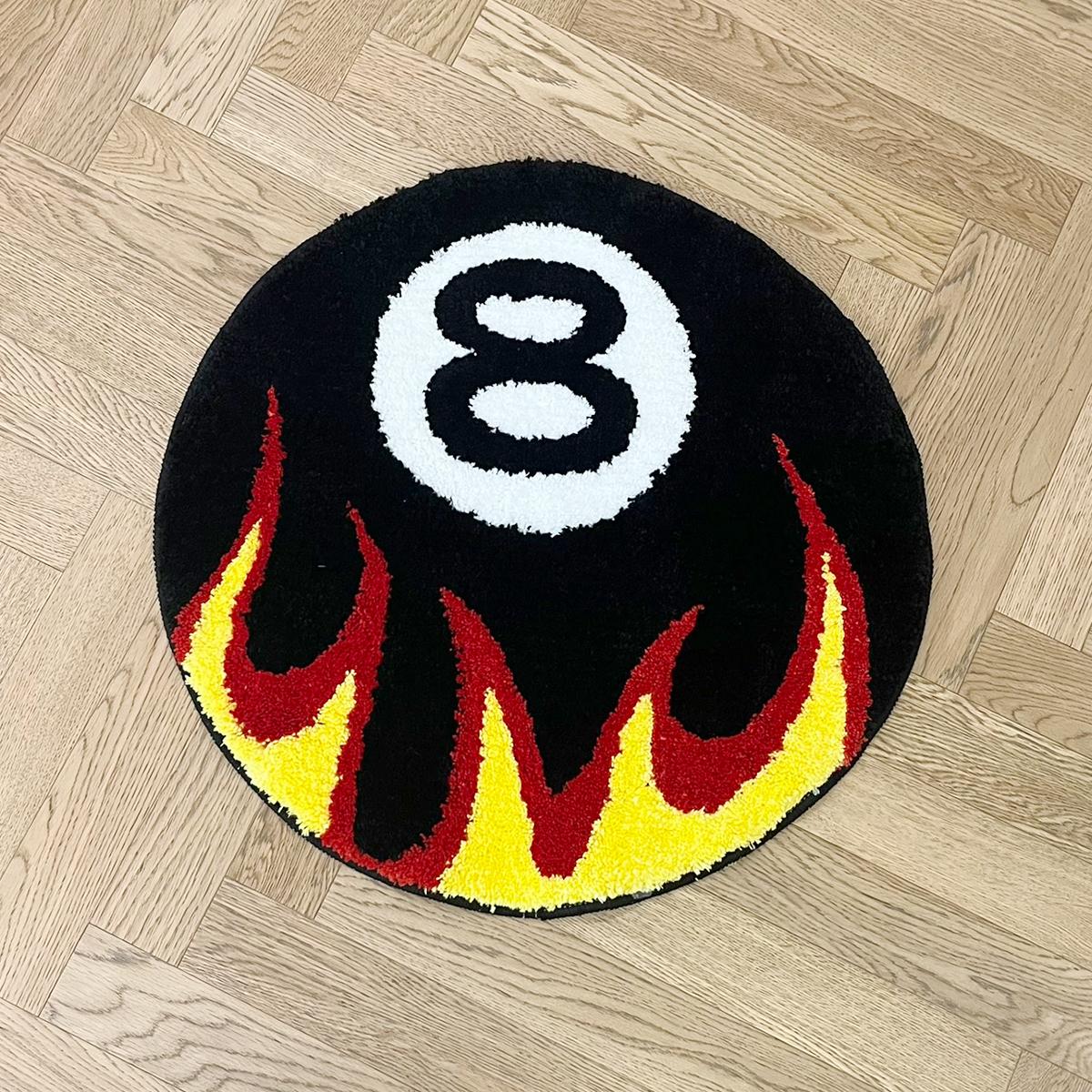 

Fire Billiards No.8 Tufted Rug Bedroom Rug Bathroom Mat Soft Cartoon Funny Pad Living Room Carpet Anti-slip Hallway Home Nursery 60X60 CM