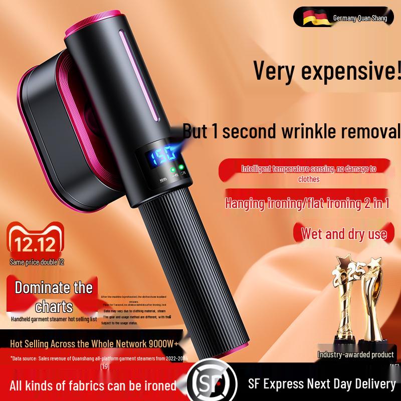 German QuanShang Portable Handheld Garment Steamer - Compact Electric Clothes Iron for Home & Dorm.