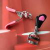 In Stock: Chrome Peach Heart Handle Wide-Angle Portable Mini Eyelash Curler - Beauty Tool