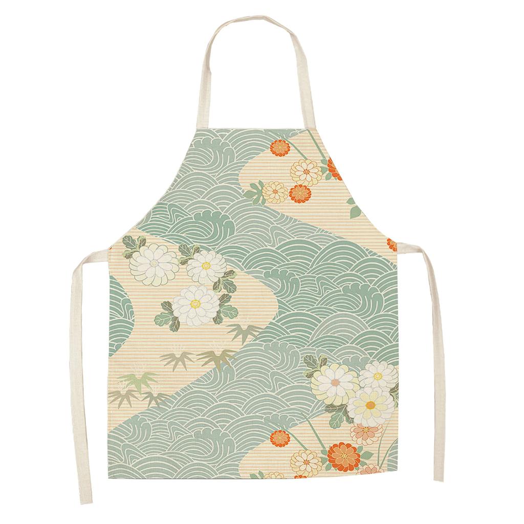 Cotton and Linen Apron Japanese Cartoon Lucky Cat Cooking Sleeveless Bib Waterproof Anti-greasy Kitchen Supplies Chef Apron