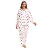 Heart Print Plus Size Women's Long Sleeve Pajama Set