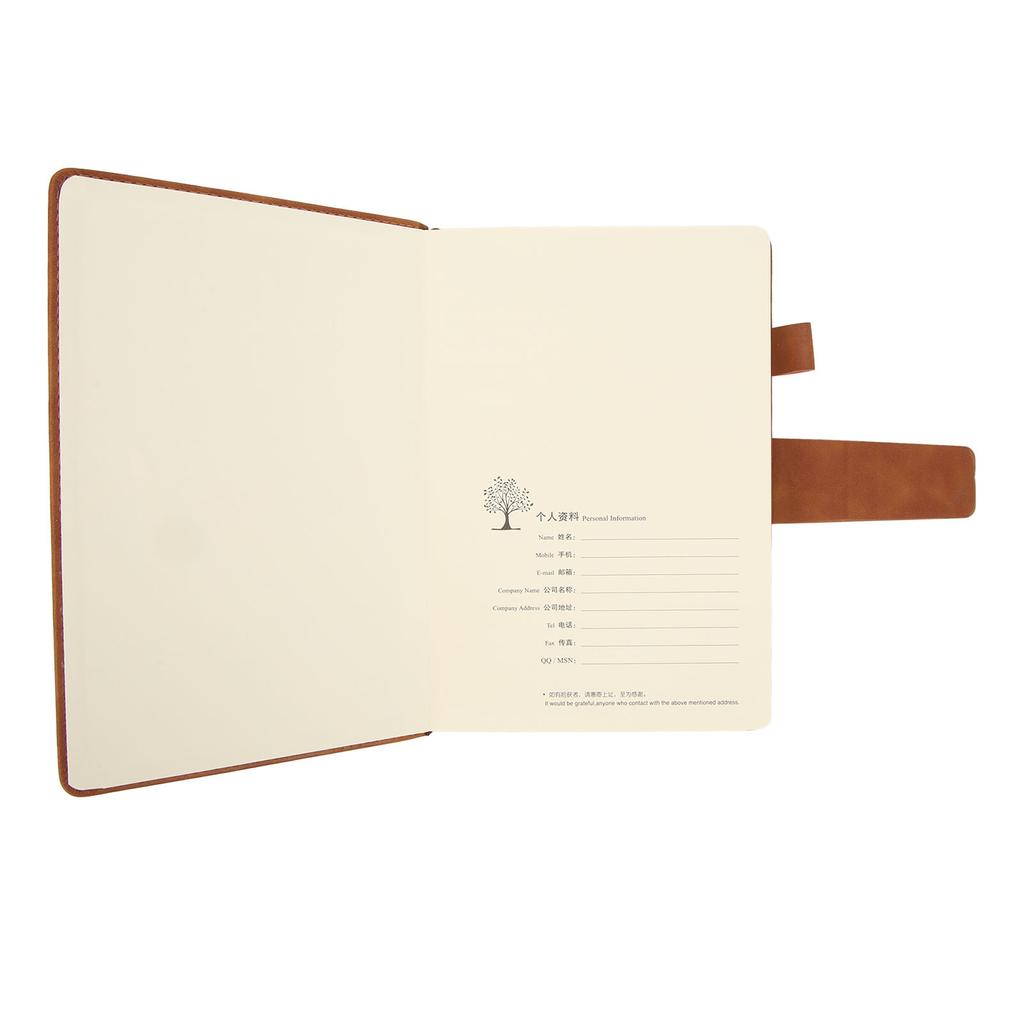   Notebook PU Lther Cover Ribbon Bookmark Ink Proof Thick Paper Ruled Paper Notebook with Pen for   Travel
