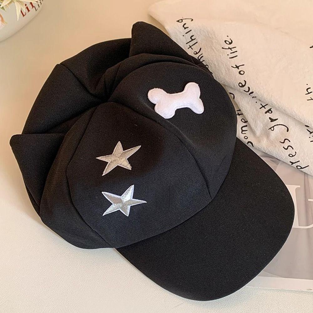 Harajuku Cat Ears Baseball Cap Y2k Visor Cap Fashion Star Peaked Hat  Women