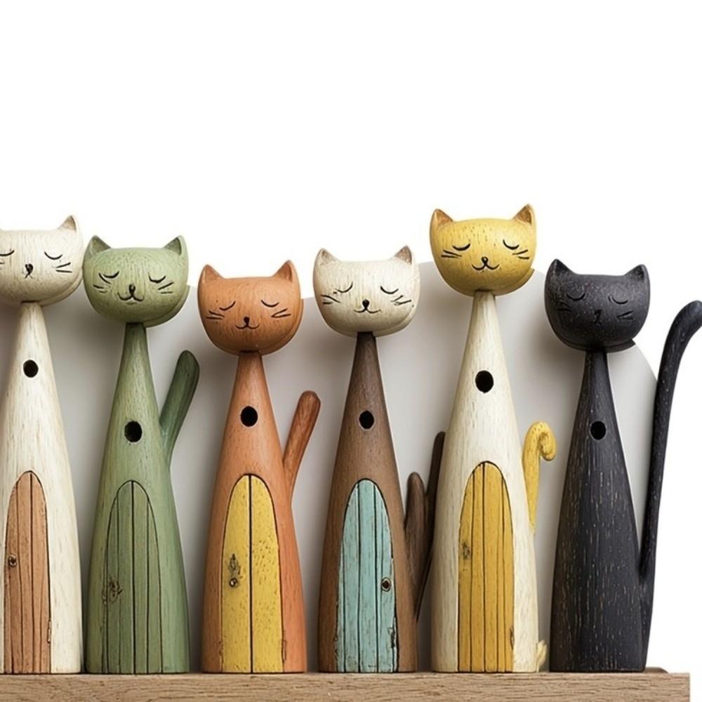 Kleurrijk Kattenpatroon Sleutelhaak Houten Sleutelhangerhouder Handige Wand Sleutelhouder Veranda Decoratie