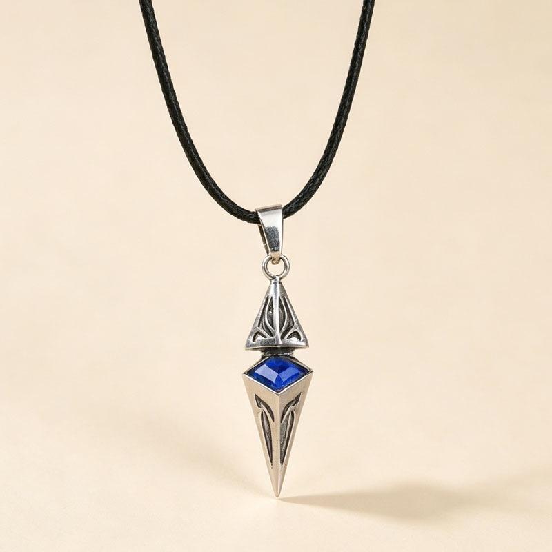 "Lost Crystal" Rhombus Blue Gem Spearhead Necklace - Y2K Spicy Girl Style Accessory