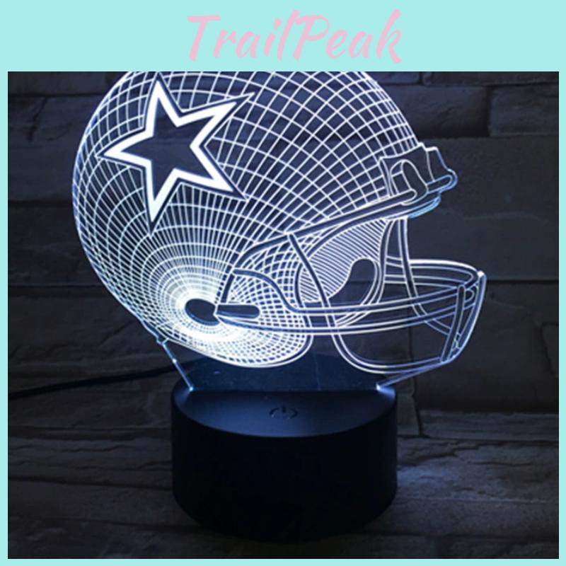 Rugby Cap Pattern 3d Led Night Light With Touch Control For Home Decor Gift