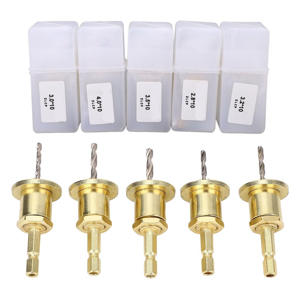 5Pcs Countersink Drill Bit Set 14in Adjustable Hex Shank 2.84mm Cone Hole Counterbore Router with