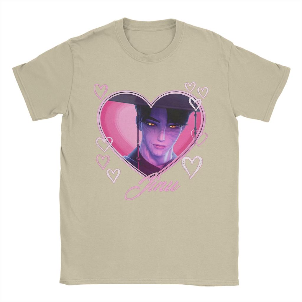 Jinu Heart KPOP Dämonenjäger Anime Herren T-Shirts Huntrix Mode T-Shirt Kurzarm Rundhals T-Shirt Reine Baumwolle Oberteile